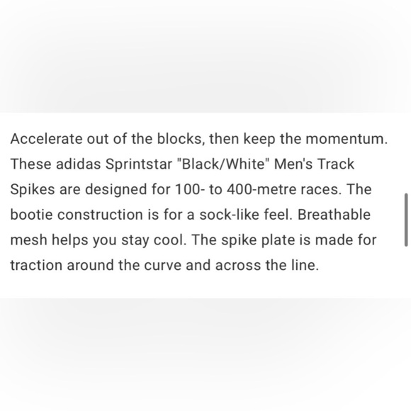 ADIDAS SPRINTER BLACK/WHITE TRACK SPIKES NEW - Picture 9 of 10